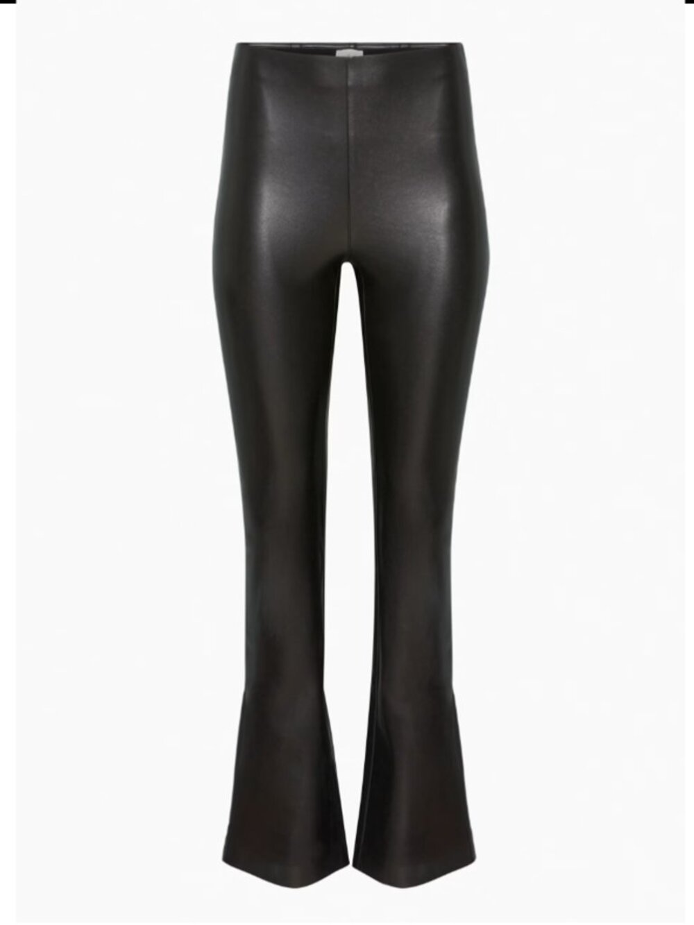 Aritzia Wilfred Elaine Pant Black Vegan Leather High Rise Flare Pants Size 6